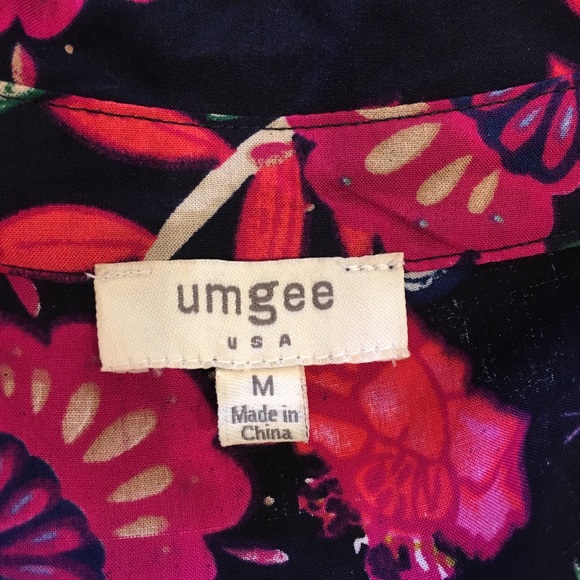Umgee | Navy Pink Floral Hi Lo Swing Dress M - Picture 7 of 8